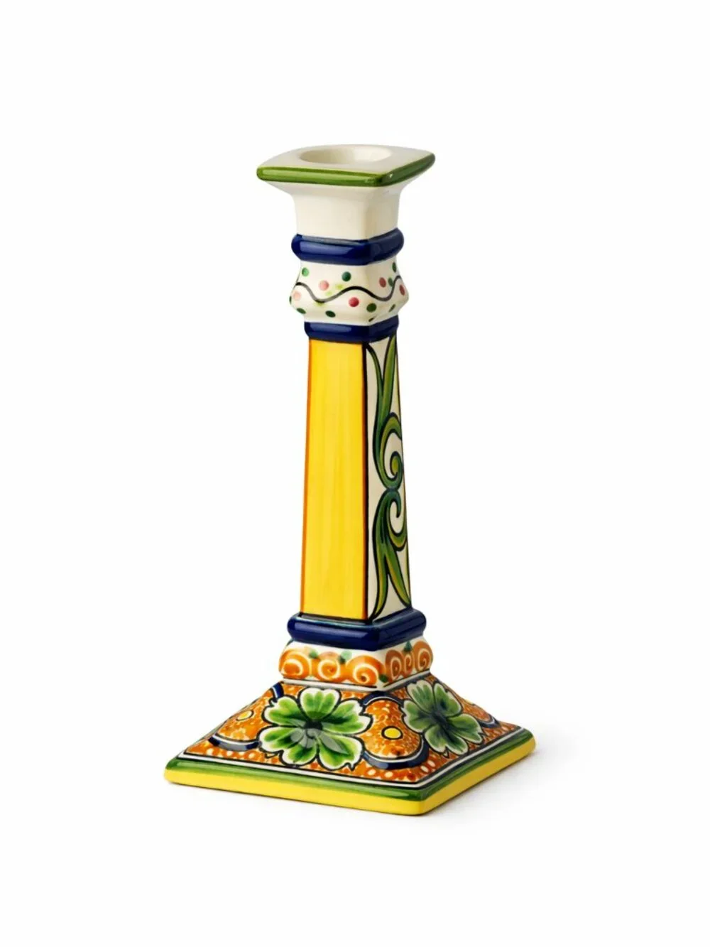 Williams Sonoma Hazari Candlestick 10” Portugal Hand Painted Signed Discontinued
